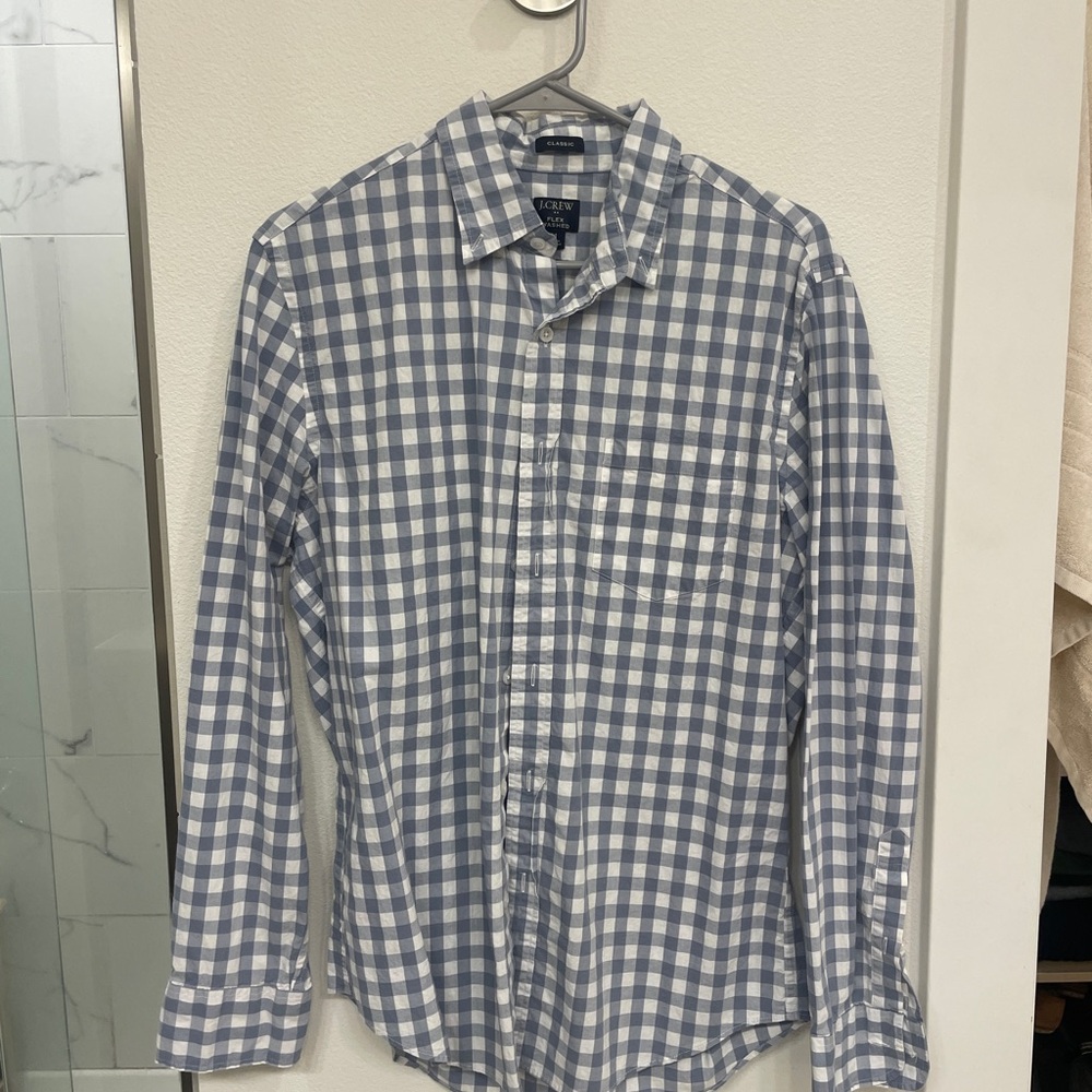 J. Crew Blue and White Gingham Men's Shirt
